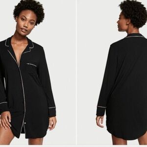 Elegant Black Pajamas with Long Sleeves and Collar